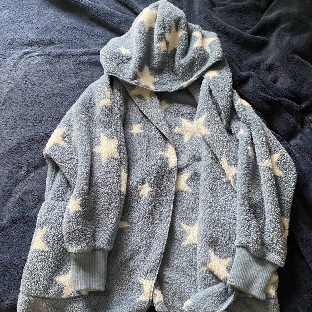 Blue and White Star Sherpa Hoodie